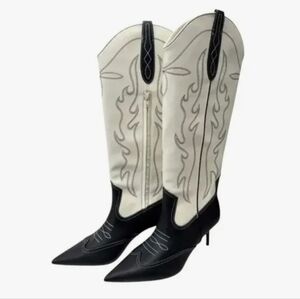 🧡🩷Womens Inc Black and White Western Boots - Size 10.5 3" Heels-NWOT❣️💕